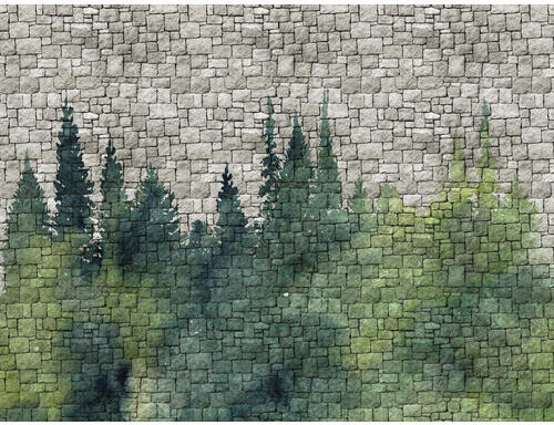 Livingwalls The Wall Steinwand Aquarell Wald 7-tlg. 371 x 280 cm (38245-1)