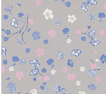 Livingwalls House of Turnowsky verspielte Blumen grau blau (38907-4)