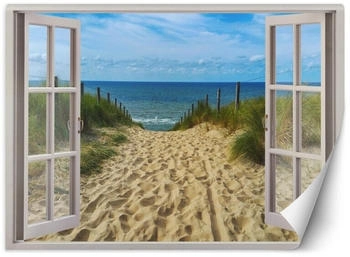 Feeby Fototapete Fensterblick Weg zum Meer 140x100