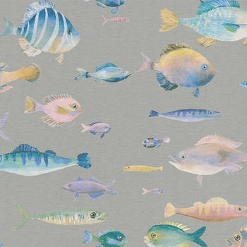 Livingwalls II mit Fischen grau bunt b