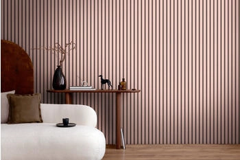 Livingwalls 50 Jahre AS Holzpaneele rosa schwarz