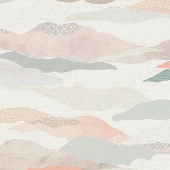 Livingwalls II Grafik-Muster Wellen Wolken rosa blau weiss
