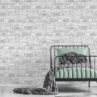 Art for the home Papiertapete "Backsteinwand" Steinoptik glatt Wei&beta; - 10mx53cm
