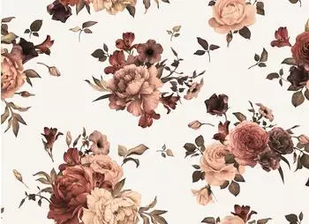 mayddle Blumenbouquet Orange Beige 3,50 x 2,55 m