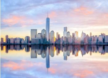 mayddle New York Skyline Blau Grau Gelb 3,50 x 2,55 m