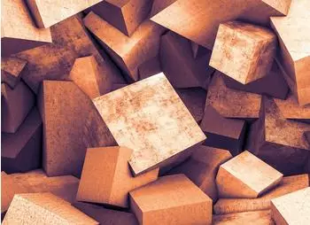 mayddle Beton Blöcke 3D Effekt Orange 3,50 x 2,55 m