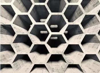 mayddle Hexagon Muster 3D Effekt Grau Beige 3,50 x 2,55 m