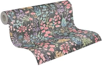Livingwalls Aquarell Dreams Vliestapete Blümchen Bunt/Schwarz/Pink (396064)