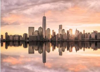 mayddle New York Skyline Grau Gelb 3,50 x 2,55 m