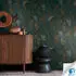 Livingwalls Designdrop Stilvoller Palmenblatt-Dschungel Grün-Blau Floral 10,05 x 0,53 m