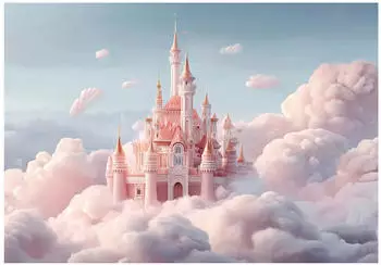 Wallarena Vlies Kinderzimmer 350x250 cm Kinderzimmer Fototapeten f&uuml;r Kinder M&auml;dchen Kinderzimmertapete Landschaft Wolken Schloss Dreamy (15928VX7)