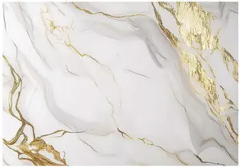 Wallarena Vlies Marmor 300x210 cm Fototapeten für Wohnzimmer Schlafzimmer Wandtapete 3D Effektinkl. Kleister Abstrakt Modern Steine Weiß gold (15636VX6)