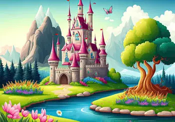 Wallarena Vlies Kinderzimmer 254x184 cm Mädchen Schloss Märchen Fantasy Fototapeten für Kinder Kinderzimmertapete Wandtapete 3D Effekt