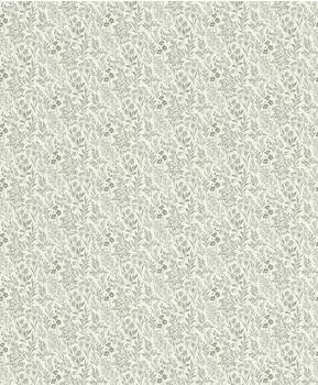 Rasch mit Blumen und Bl&auml;tter-Muster in Blau und Creme strukturiert botanisch naturalistisch gemustert matt (1 St) Bl&uuml;mchen Creme Gr&uuml;n