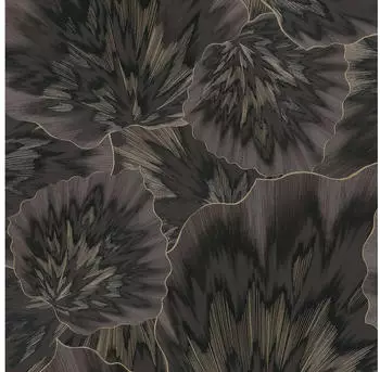 Erismann VVlies Design Bl&auml;tter Motiv Floral grau schwarz gold glanz 10402-15 Spotlight 2