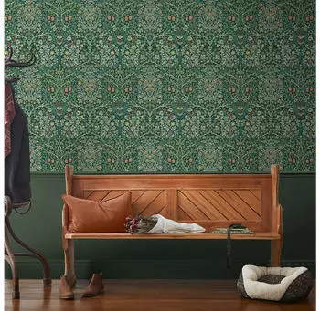 William Morris at Home Blackthorn glatt Retro (1 St) Designer 10mx52cm (ca. 5m2) Gr&uuml;n1 (124252)