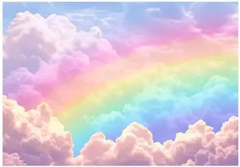 Wallarena Vlies Kinderzimmer 150x105 cm Regenbogen Fototapeten f&uuml;r Kinder M&auml;dchen Kinderzimmertapete Wolken Himmel (15529VX3)