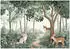 Wallarena Vlies Kinderzimmer 150x105 cm Wald Landschaft Fototapeten für Kinder Mädchen & Jungen Kinderzimmertapete Hirsch Reh grün (15597VX3)