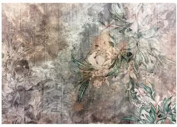 Wallarena Vlies Blumen 400x280 cm Fototapeten f&uuml;r Wohnzimmer Schlafzimmer Wandtapete 3D Effektinkl. Kleister tropisch botanisch Beton (14509VX8)