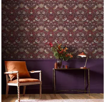 William Morris at Home Strawberry Thief texturiert Retro (1 St) Design Lila (800000886773)