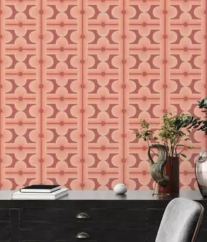 Bricoflor A.S. Cr&eacute;ation Retro70er Jahre 0,53 x 8,5 m Vintage Grafik-Muster in Rot Orange Retro Chic 395332