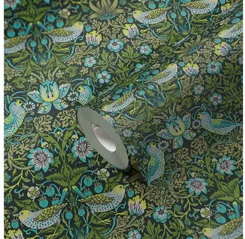 Bricoflor A.S. Cr&eacute;ation Vogeltapete Gr&uuml;n Blau Schwarz Architects Paper Art of Eden 390561 Ausgefallene 10,05 m x 0,53 m Made in Germany