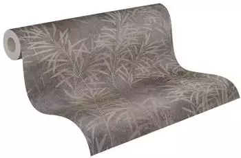 Bricoflor Livingwalls Floral Grau Beige Metallic Terra 389191 Pflanzen 10,05 m x 0,53 m Made in Germany