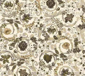 Bricoflor A.S. Cr&eacute;ation VERSACE WALLPAPER Blumen Floral 387066 Perlbeige Wei&szlig; Braun Designer Ranken Barock 10,05x0,70m Made in Germany