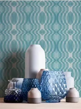 Bricoflor A.S. Cr&eacute;ation Retro 70er Vintage Grafik Blau Creme Wei&szlig; Hellblau A.S. Cr&eacute;ation Retro Chic 395342-8,50m x 0,53m Made in Germany