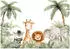 Wallarena Vlies Kinderzimmer 400x280 cm Dschungel Tiere Fototapeten für Kinder Mädchen Kinderzimmertapete weiß grün Wald (15927VX8)
