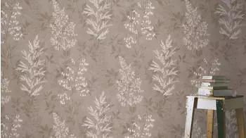 Rasch 285017 Helle mit kleinen Pflanzen in Braun 10,05m x 0,53m (LxB)