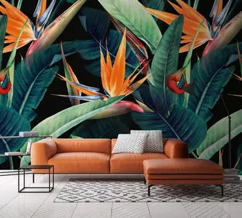 Livingwalls Designwalls 2 Fototapete Strelitzie Dunkelgr&uuml;n Orange Vlies 2,55x3,5m (32976567-0)