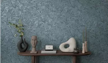 Livingwalls Vliestapete Bl&auml;tter Bambus-Optik Blau Grau Metallic (790466)