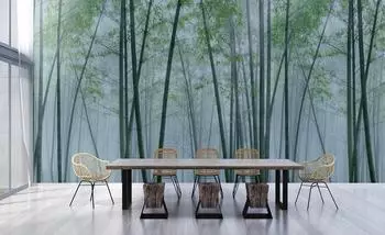 Livingwalls Walls by Patel 3 "In The Bamboo 2" Fototapete Vlies blau/gr&uuml;n/grau
