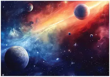 Wallarena Vlies Kosmos 150x105 cm Fototapeten f&uuml;r Wohnzimmer Schlafzimmer Wandtapete 3D Effektinkl. Kleister Planeten Galaxie Weltraum (15684VX3)