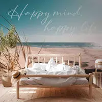 A.S. Cr&eacute;ation Vliestapete "Strand Spruch Beige T&uuml;rkis Tapete &bdquo;Happy...