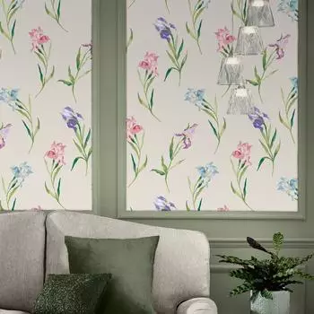 Laura Ashley Hawling Irises Vliestapete, glatt, Soft Natural, 52x1000cm (88929513-0)