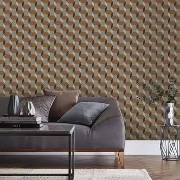 Superfresco Easy Vliestapete Vintage Geometric Grafikmuster Braun, 52x1000cm (Vintage Geometric)