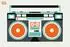 Livingwalls ARTist Ghetto Blaster Fototapete Vlies, orange/schwarz/türkis, 4x2,7m