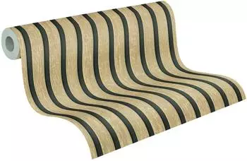 Livingwalls Vliestapete Akustikpaneel Holzoptik Beige/Braun/Schwarz 10,05x0,53m (790413)