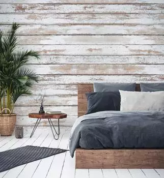 Livingwalls Fototapete Designwalls 2 Holzpanele Wood2 Grau Beige Vlies 2,55x3,5m (32890423)