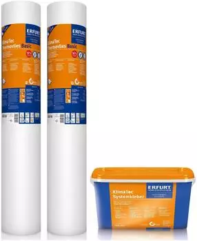 Erfurt KlimaTec Thermovlies Basic Wärmedämmtapete 2 Rollen 15m² + Kleber