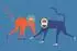 Livingwalls Monkey Business 2 Fototapete Vlies, Beige/Blau/Orange, 4x2,7m (DD119143)