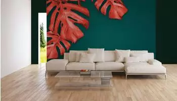 Livingwalls Monstera Fototapete Vlies Rostrot Petrol Tropisch 2,55x3,5m (22285419-0)