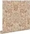 ESTAhome Tapete Blumen und Vögel im Jugendstil Beige Terrakotta und Altrosa 53 cm x 10.05 m
