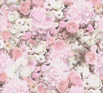 A.S. Creation Trendwall floral mit Rosen rosa-weiß