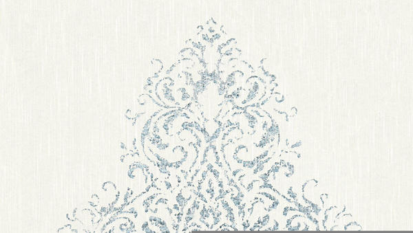 Architects Paper Luxury wallpaper - samtig, Barock, mit Ornamenten, silberfarben-weiß-blau (13259343)