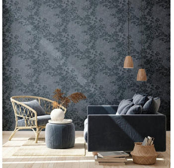 Livingwalls New Walls Cosy & Relax in Ast Optik - strukturiert, floral, blau (94154310)