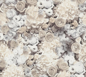 A.S. Creation Trendwall floral mit Rosen grau-schwarz-weiß