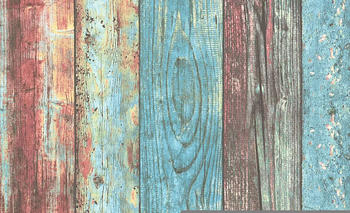 Livingwalls Pop Up Panel Holz Blau Rot 2,50 m x 0,52 m